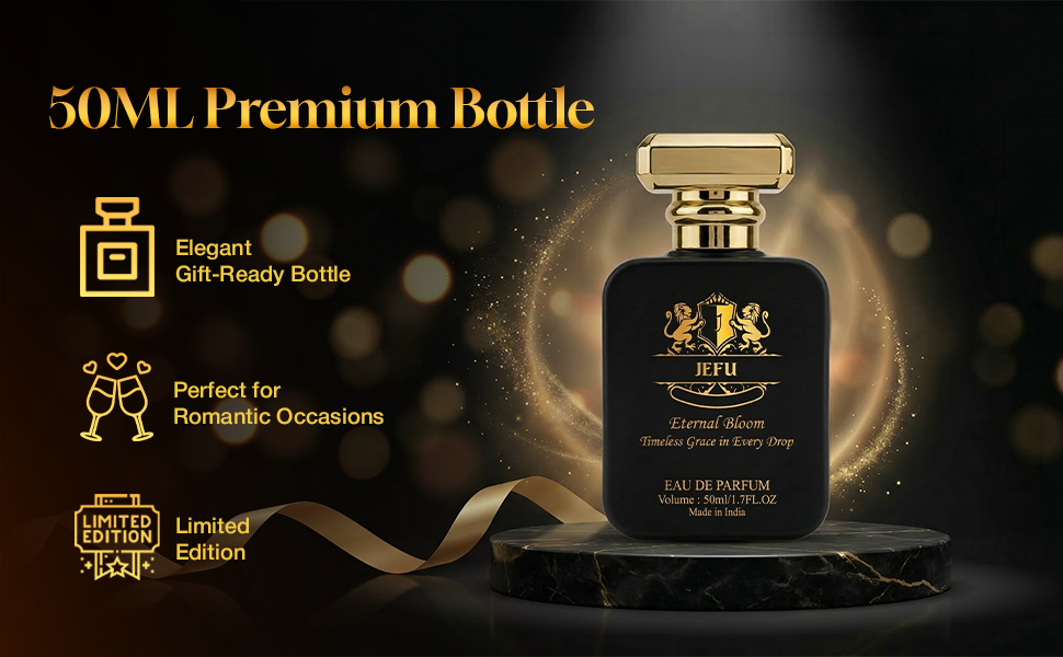 Jefu Eternal Bloom Eau De Parfum Unisex 50ml |12 Hours Long Lasting | Rose & White Musk Floral Fragrance | Premium Luxury Perfume For Man & Women