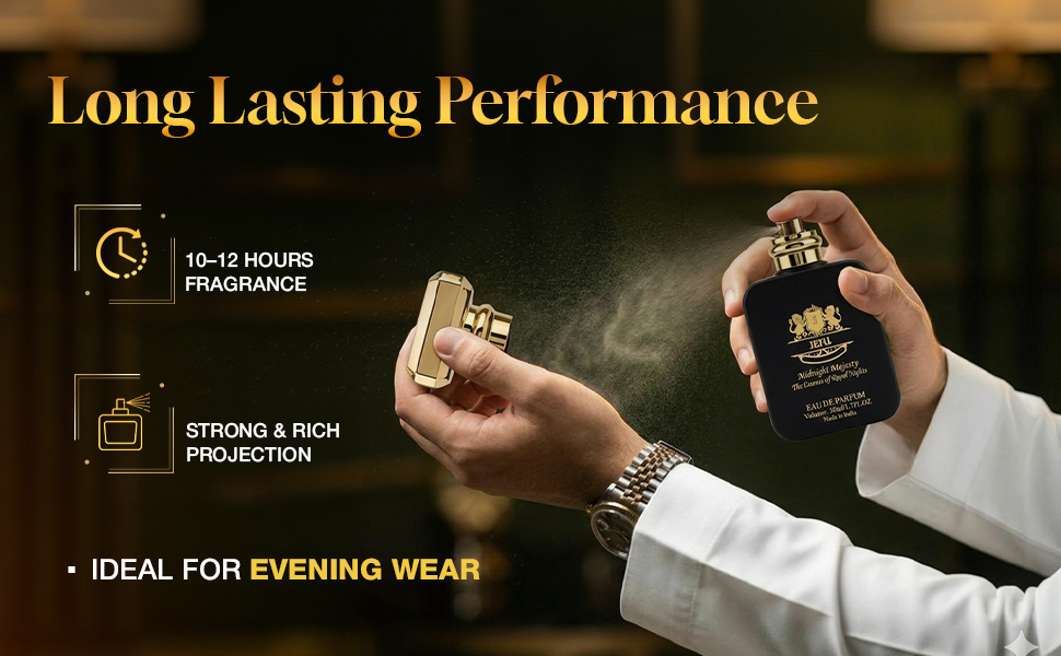 Jefu Midnight Majesty Premium Eau De Parfum 50ml | Oud Amber Intense| 12-Hour Perfume For Man & Women |Luxury Oriental Fragrance | Daily & Gifting