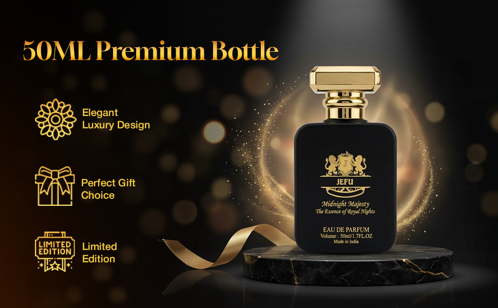 Jefu Midnight Majesty Premium Eau De Parfum 50ml | Oud Amber Intense| 12-Hour Perfume For Man & Women |Luxury Oriental Fragrance | Daily & Gifting